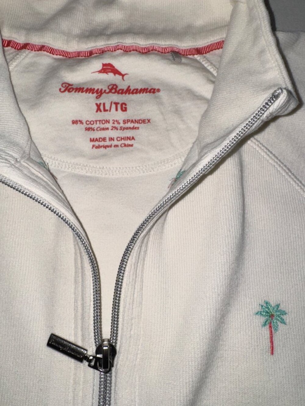 EUC TOMMY BAHAMA ARUBA EMBROIDERED PALM TREE FULL ZIP TOP JACKET SWEATSHIRT XL - Picture 3 of 5